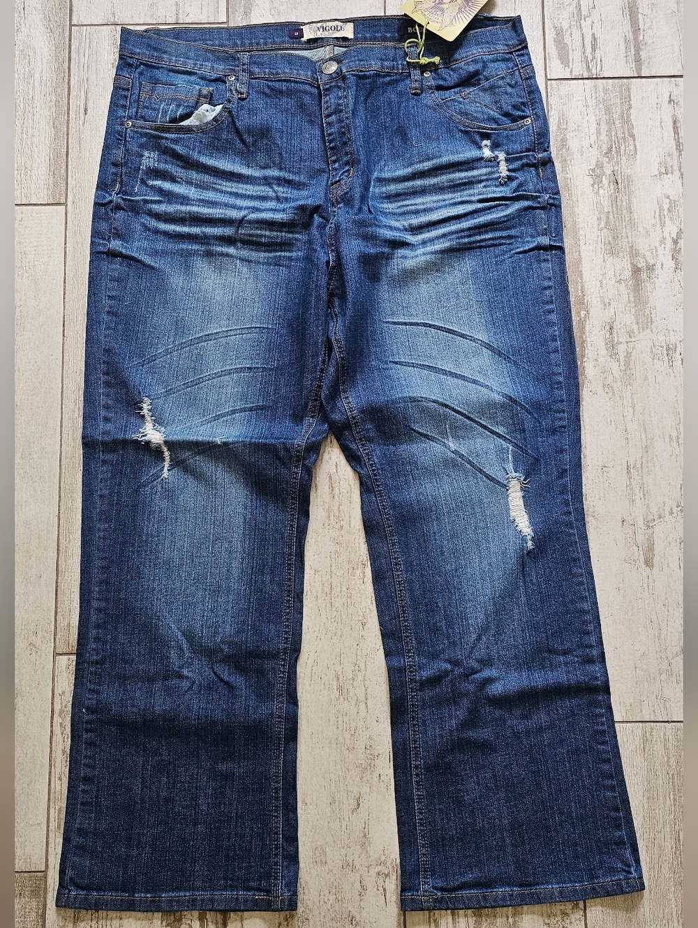 Vigold Plus-Size Women’s Distressed Dark Blue Jeans 23 - 30" Inseam  NWT